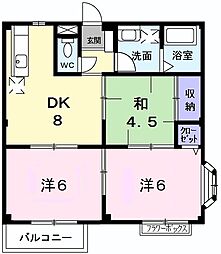 JR五日市線 秋川駅 徒歩8分の賃貸アパート 2階3DKの間取り