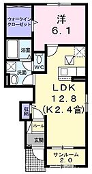 JR青梅線 東青梅駅 徒歩19分の賃貸アパート 1階1LDKの間取り