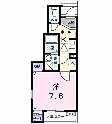 JR青梅線 中神駅 徒歩8分の賃貸アパート 1階1Kの間取り