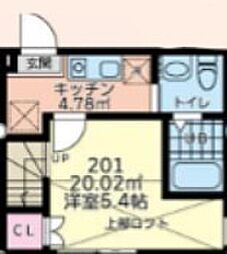 小田急多摩線 小田急永山駅 徒歩21分の賃貸アパート 2階1Kの間取り