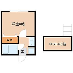 JR中央本線 豊田駅 徒歩9分の賃貸アパート 1階1Kの間取り