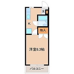 JR中央本線 日野駅 徒歩11分の賃貸マンション 1階1Kの間取り