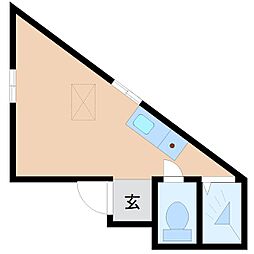 JR中央本線 日野駅 徒歩7分の賃貸アパート 2階ワンルームの間取り