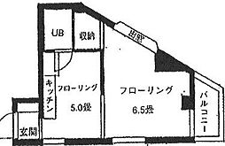 京王線 聖蹟桜ヶ丘駅 徒歩15分の賃貸マンション 2階1DKの間取り