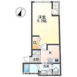 JR青梅線 福生駅 徒歩5分の賃貸マンション 5階1Kの間取り