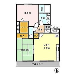 JR中央本線 高尾駅 バス10分 城山手下車 徒歩2分の賃貸アパート 2階2LDKの間取り
