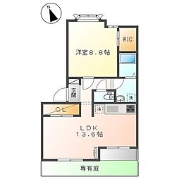 JR五日市線 東秋留駅 徒歩18分の賃貸アパート 1階1LDKの間取り