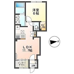 JR五日市線 東秋留駅 徒歩24分の賃貸アパート 1階1LDKの間取り