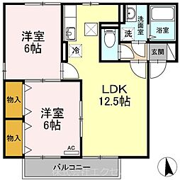 JR横浜線 橋本駅 バス13分 原宿下車 徒歩5分の賃貸アパート 1階2LDKの間取り