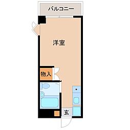多摩都市モノレール 万願寺駅 徒歩3分の賃貸マンション 2階ワンルームの間取り