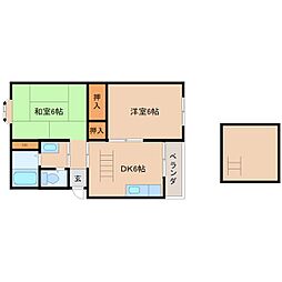 京王線 高幡不動駅 徒歩19分の賃貸アパート 2階2DKの間取り