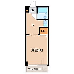 JR中央本線 日野駅 徒歩11分の賃貸マンション 2階1Kの間取り