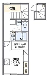 JR青梅線 東青梅駅 徒歩16分の賃貸アパート 2階1Kの間取り