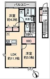 京王線 京王八王子駅 徒歩15分の賃貸アパート 2階2LDKの間取り