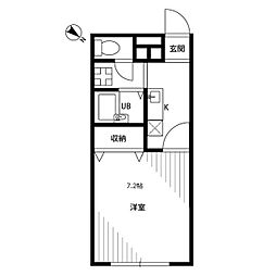 京王相模原線 京王堀之内駅 徒歩14分の賃貸アパート 2階1Kの間取り