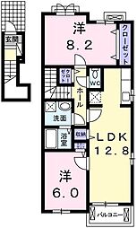 JR五日市線 武蔵引田駅 徒歩10分の賃貸アパート 2階2LDKの間取り