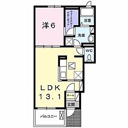 京王高尾線 山田駅 徒歩4分の賃貸アパート 1階1LDKの間取り