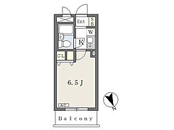 JR中央本線 八王子駅 徒歩15分の賃貸マンション 2階1Kの間取り