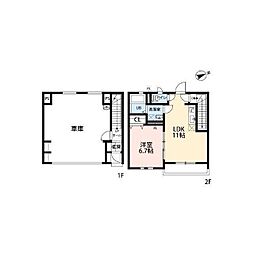 JR青梅線 河辺駅 徒歩15分の賃貸アパート 1階1LDKの間取り