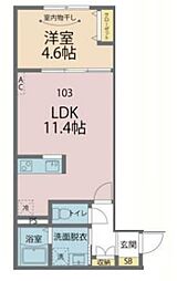 カインドネス八王子元横山町 1LDKの間取図画像