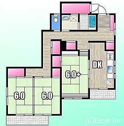 第2ハイツ小池 3DKの間取図画像