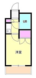 キャトルセゾン清新 1Kの間取図画像