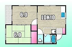 コーポアライ 2LDKの間取図画像