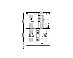 サンライズマンション 2LDKの間取図画像
