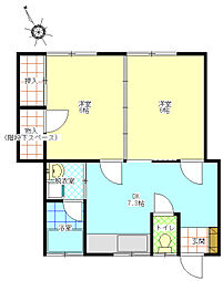 コーポ近藤 2DKの間取図画像