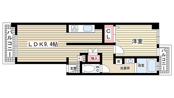 甲子園ロイヤルハイツ ｜兵庫県西宮市瓦林町(賃貸マンション1LDK・4階・42.00㎡)の写真 その2