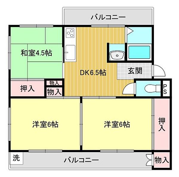 第3西宮マンション ｜兵庫県西宮市高松町(賃貸マンション3DK・4階・55.00㎡)の写真 その2