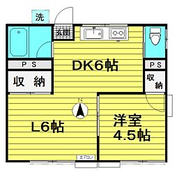 ふじコーポ 1LDKの間取図画像