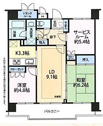 マイキャッスル三鷹台 203 2SLDKの間取り