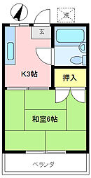 ハイツ森屋 1Kの間取図画像