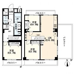 セントラル三田 3LDKの間取図画像