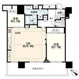 クロスエアタワー 2LDKの間取図画像