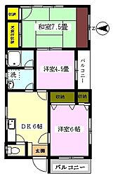 山井マンション 3DKの間取図画像