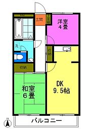 タナベハイツ 2LDKの間取図画像