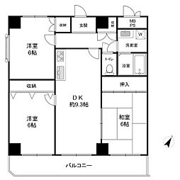 ハイツ本山 3DKの間取図画像