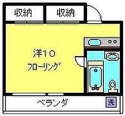 シャイン元住吉 3階ワンルームの間取り