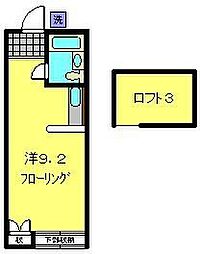 オレンジハウス 2階ワンルームの間取り