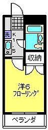 西山マンション 2階1Kの間取り