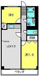 アパートメントカヤ田園調布 2LDKの間取図画像