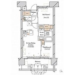 ブランシエスタ新丸子リバーフロント 2LDKの間取図画像
