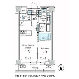 ラティエラ武蔵小杉 1LDKの間取図画像