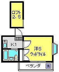 カーサ重松 1Kの間取図画像