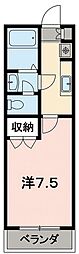 ブルーシャテロ 1Kの間取図画像