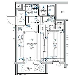PREMIUMCUBE大岡山DEUX 1DKの間取図画像