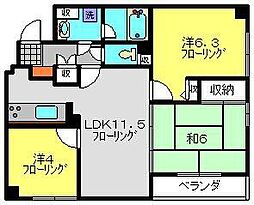 コンフォール元住吉 3LDKの間取図画像