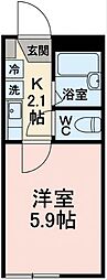グロリア溝の口 1Kの間取図画像